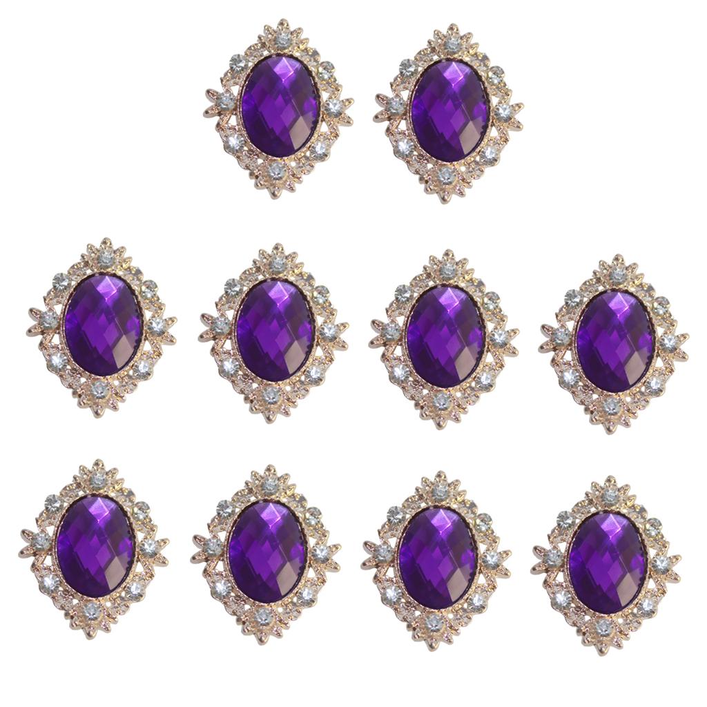 

10x Круглые Блестящие Хрустальные Стразы Жемчуг Плоская Спинка Пуговицы Украшение темно-фиолетового