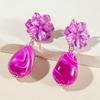 Unique Purple Camellia Stone Pendant Earrings for Women's Jewelry Vacation Matching Earrings