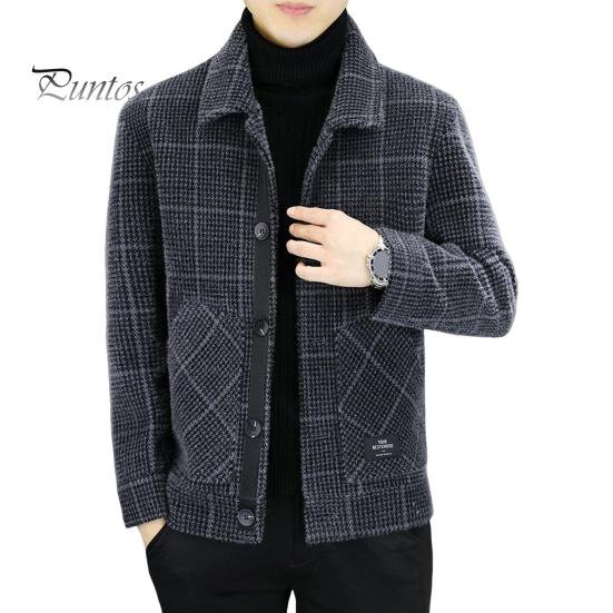

Мужская куртка с лацканами, длинный рукав, клетчатый принт, пальто с карманами, однобортная застежка, утолщенная верхняя одежда 3XL серый