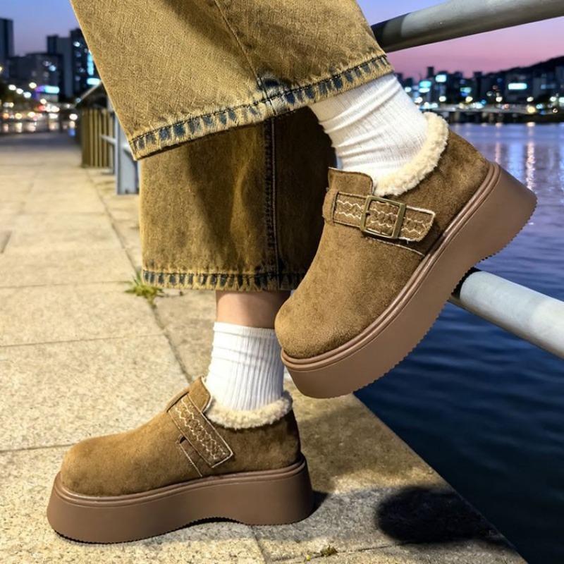 Warme Schneestiefel mit dicker Sohle und Samt für Damen, neue Winter-Baumwollschuhe mit niedrigem Schaft