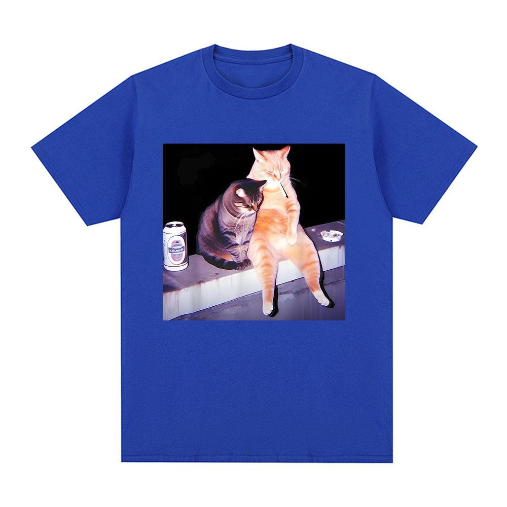 Cigarette Kitten Funny Smoking Cat Meme Graphic Tshirt Unisex Unisex Fashion Vintage Tshirts Loose Cotton Casual Tshirt Streetwear