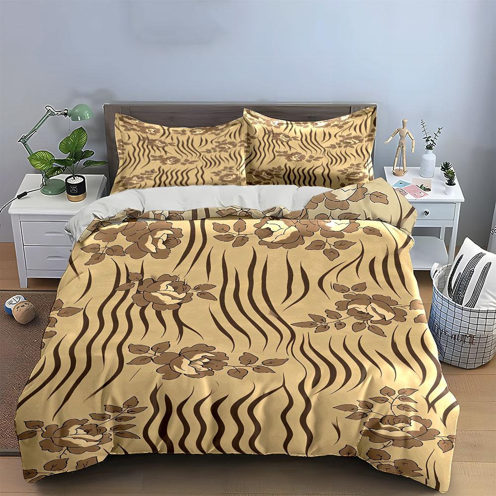 Floral and Zebra Stripes. Bedding Sets Duvet Cover Sets Duvet Covers Pillowcases(1 * Duvet Cover 2 * Pillowcases Without Duvet Insert)
