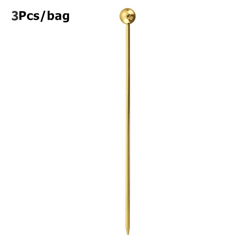 3PCS Stainless Steel Cocktail Sticks Fruit Sticks Reusable Drink Picks Toothpicks Drinks Creativity Decorate Fruit Tableware