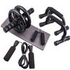 Set de Fitness de 5 Piezas: Rueda abdominal, Barras de flexión en forma de I, Cuerda para saltar, Herramientas de fuerza de agarre con mango de esponja