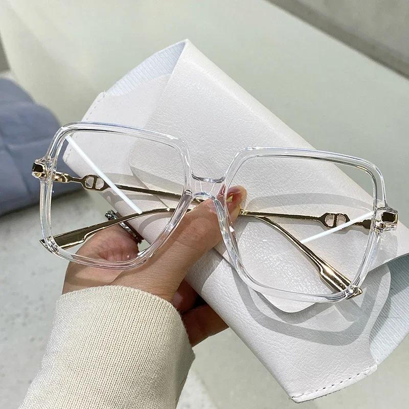 New Big Frame Blue Light Blocking Glasses Female Fashion Stylish Men Trend Brand Design Computer Protecting Eyewear