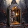 Doe-het-zelf 3D Hut Boekensteun: Stille Nachtgebed - Creatief Halloween Cadeau