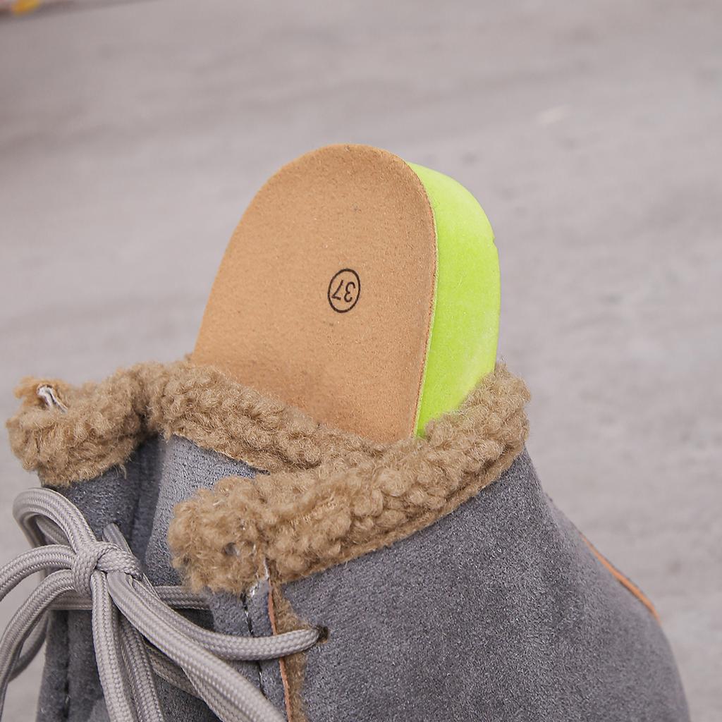 Fashion Women's Winter New Round Headed Solid Color Plush Ankle Boots, Comfortable Flat Bottomed Inner Height Increasing Women Shoes