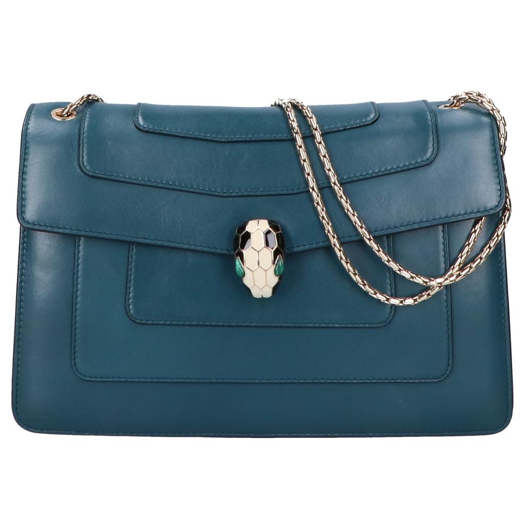 BVLGARI Serpenti Forever Calf Leather Chain Shoulder bag greenUsed