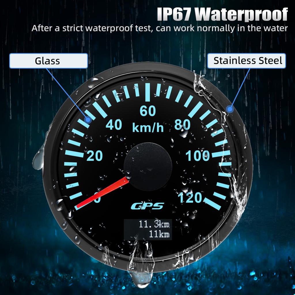 200km/h 120km/h 60 km/h Waterproof 52MM GPS Speedometer Speed Odometer with Antenna 7 Colors Light Universal For Car Boat Marine