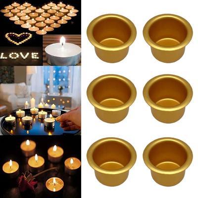 10 Piezas Mini Copa Redonda para Vela Oro Plata DIY Candelero Bandeja Soporte Contenedor Accesorio Aluminio Decoración Hogar Fiesta