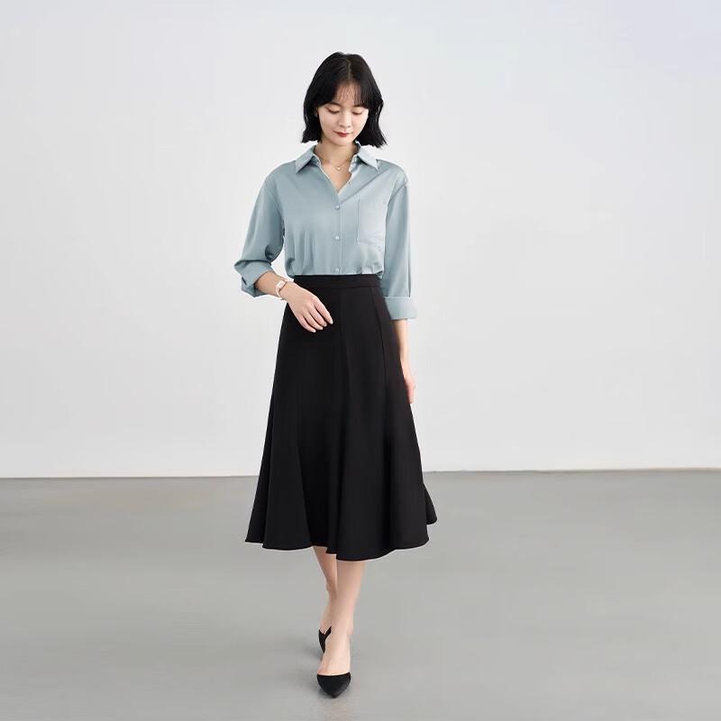 Women's Black Commuter A-Line Suit Skirt