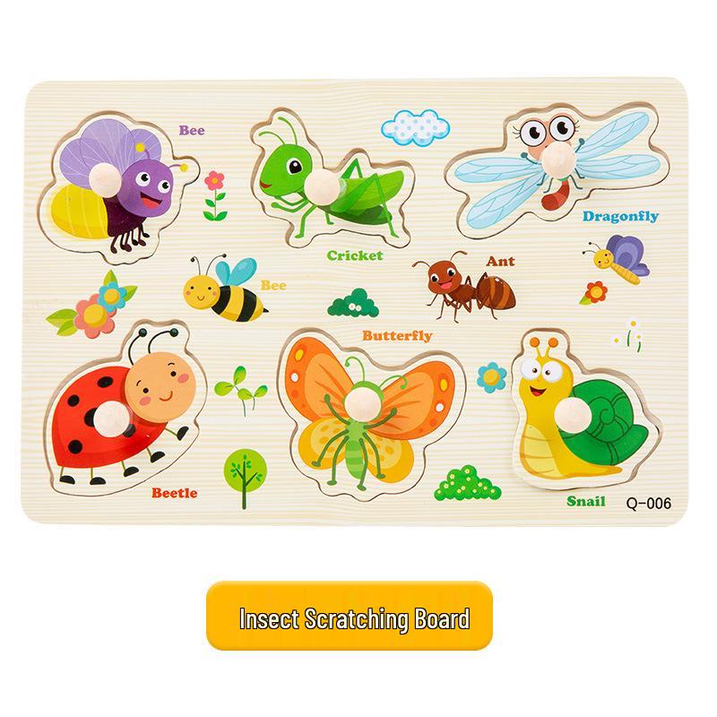 Montessori Wooden Shape Matching Jigsaw Building Blocks - Early Childhood Educational Toy