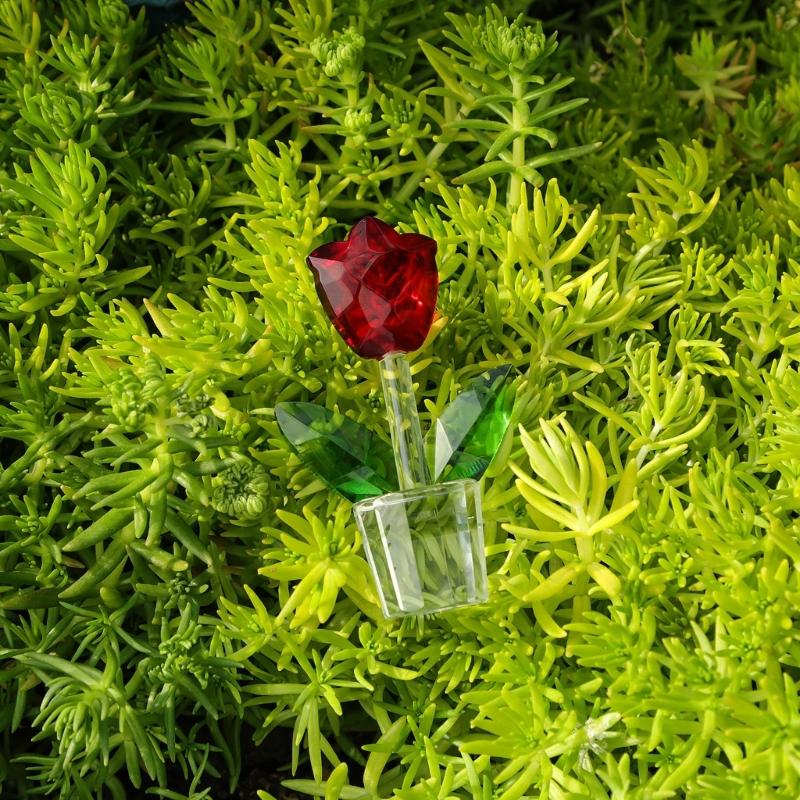Captivating Crystal Tulips Sculpture Glass Miniature Flower Decorative Figurine Ornament for Valentines Day Gift Giving