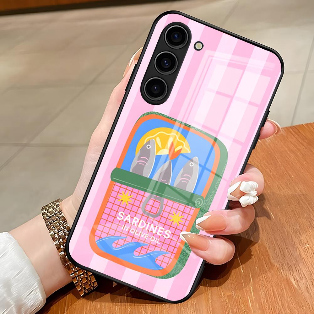 

Fish Funny Sardines Phone Case For Samsung S26 S25 Edge Ultra S23 S22 S21 S20 Ultra Plus S24 Fe A54 A53 A25 Glass Cover Samsung S25 Ultra