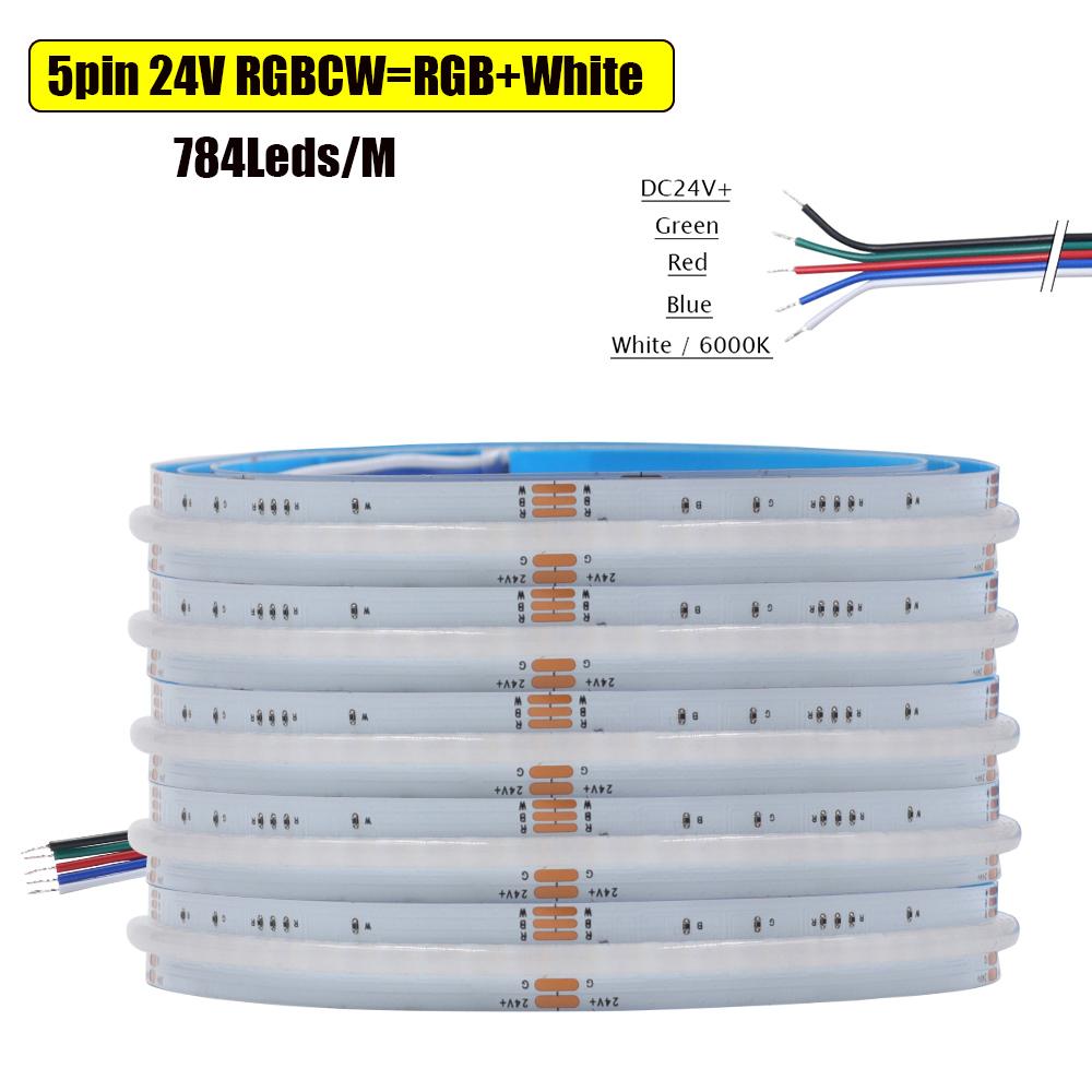 12V 24V COB LED Strip Light High Density Dotless RGB RGBW RGBCCT Changing Flexible Tape for Home Decor