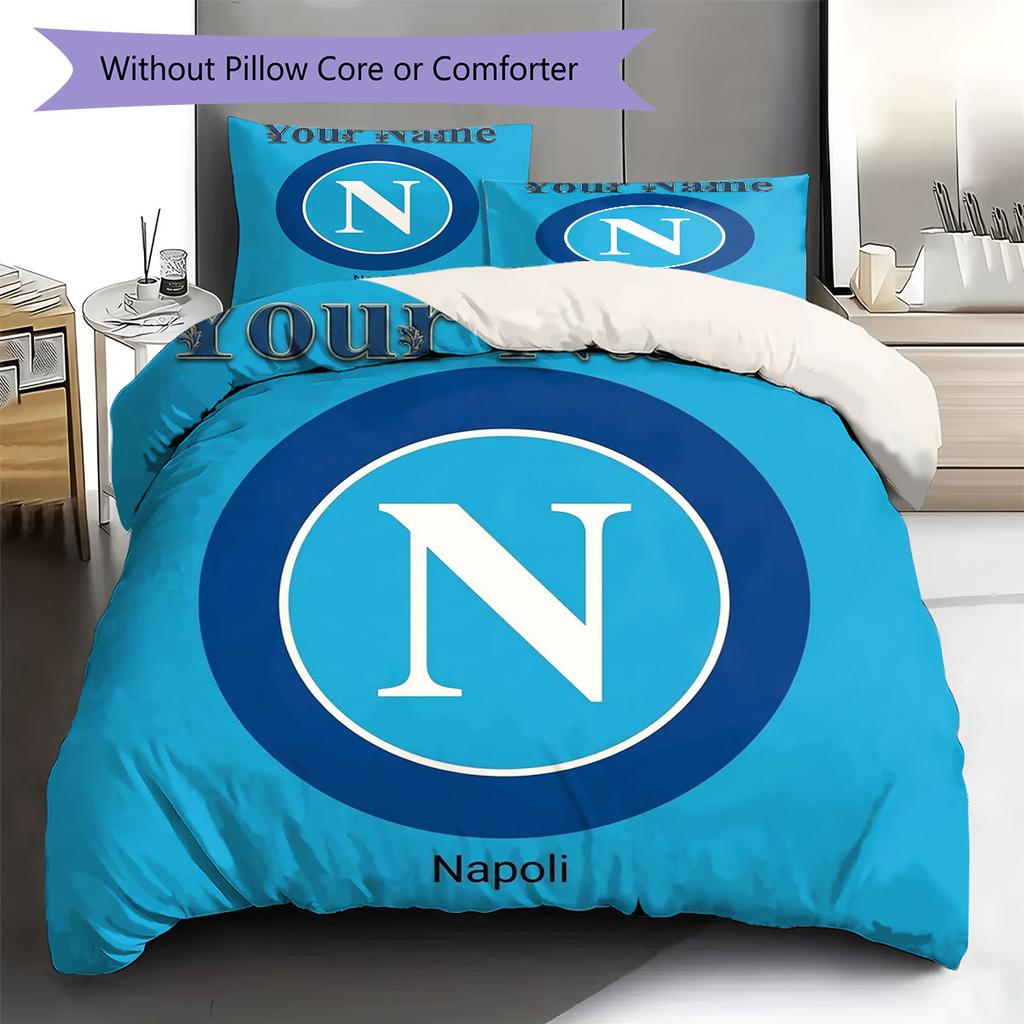 SSC Napoli Custom Name Pattern Bedding,Quilt Set Quilt Cover Pillowcase Home Birthday Gift(1 * duvet cover + 2 * pillowcase, without core)
