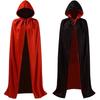 MORYTRADE Dracula Gothic Cape with Hood, Black and Red, 140cm, for Halloween and Party Costumes
