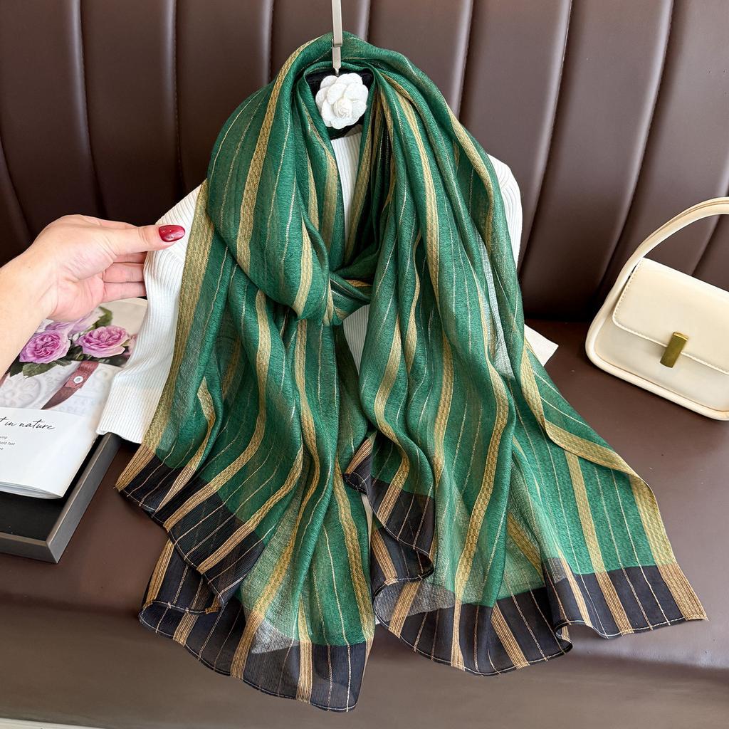 Brand Women Silk Scarf Female Stripe Foulard Femme Pashmina Shawls And Wrap Big Size Scaves Beach Towel Bandana Muslim Hijab
