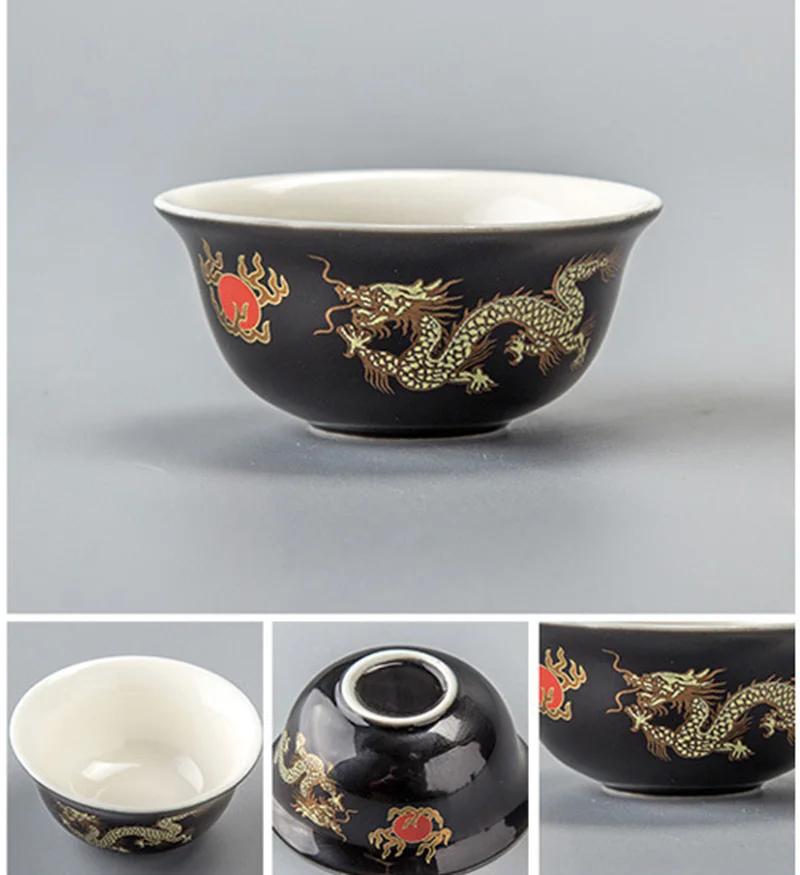 

Китайская традиционная чашка для чая «Золотой дракон» 1 шт., керамическая чашка для чая, набор чашек для пуэра, керамическая печь, фарфор высшего качества