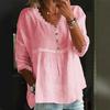 Blusa pullover casual da donna con scollo a V, manica a 3/4 e finiture in pizzo