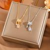 Four Leaf Clover Pendant Necklace For Women Fashionable Zircon Crystal Adjustable Chain Delicate And Versatile Jewelry