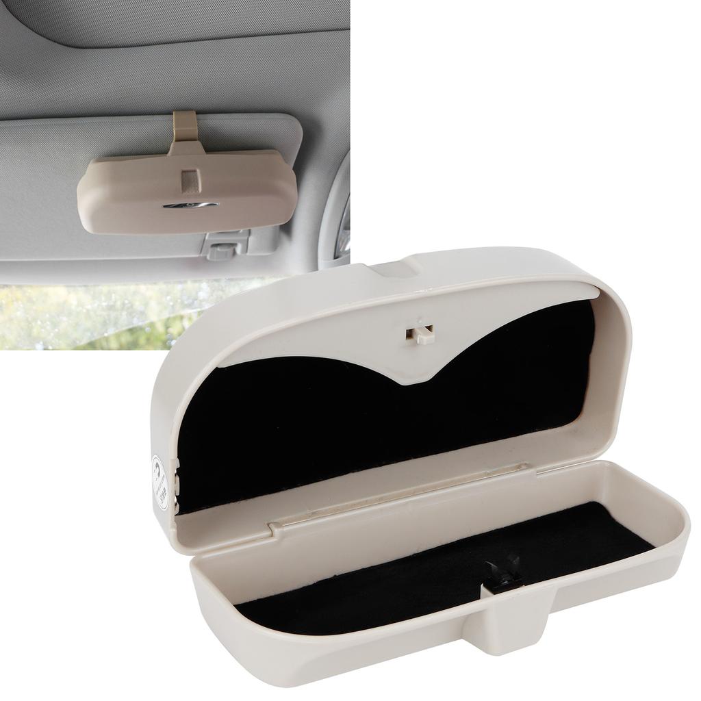 Car Sun Visor Glasses Case Holder Kit with Tickets Clips Storage Sunglasses Organizer UniversalBeige