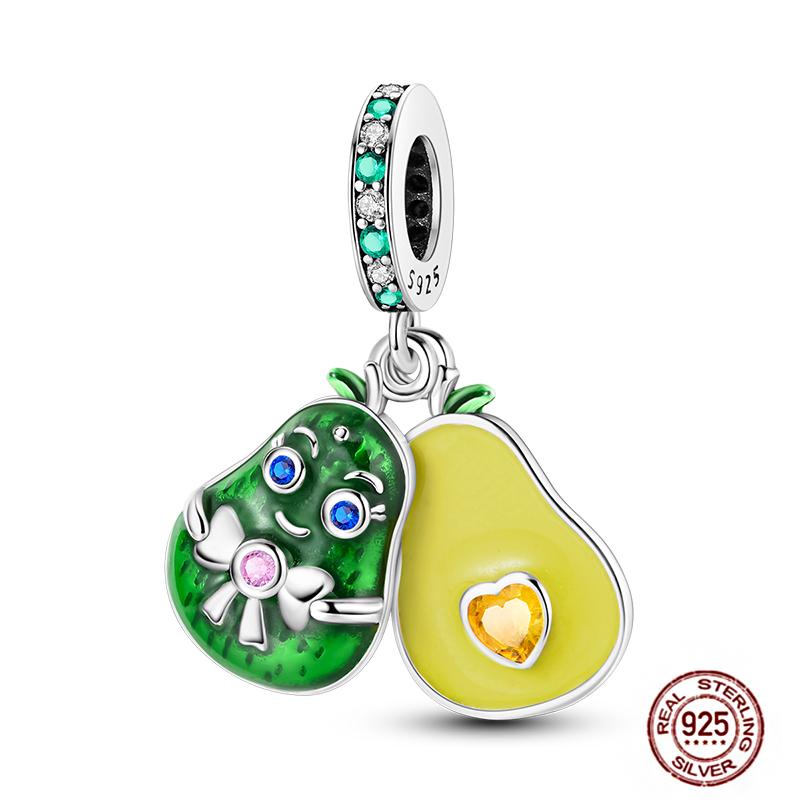 92 Styles Original Copper Green Series Cactus Avocado Clover Charms Bracelet Pendant Diy Clip Beads Women'S Jewelry