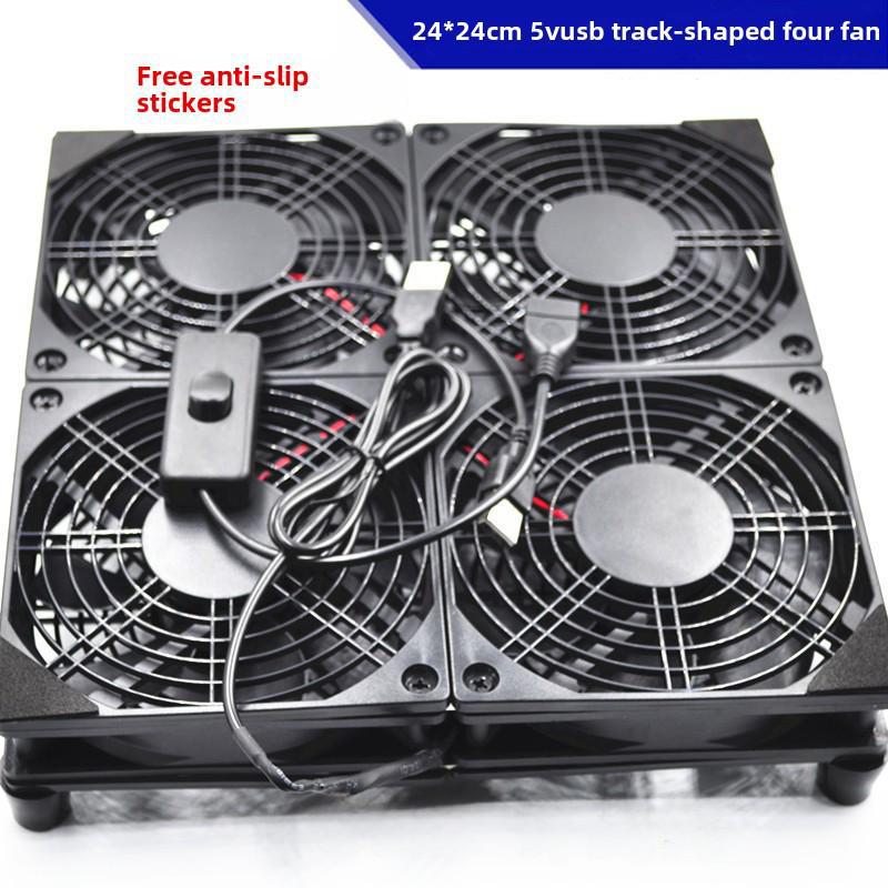 Silent 5V USB Cooling Fan Rack for Router/Modem with Switch and Support Bracket