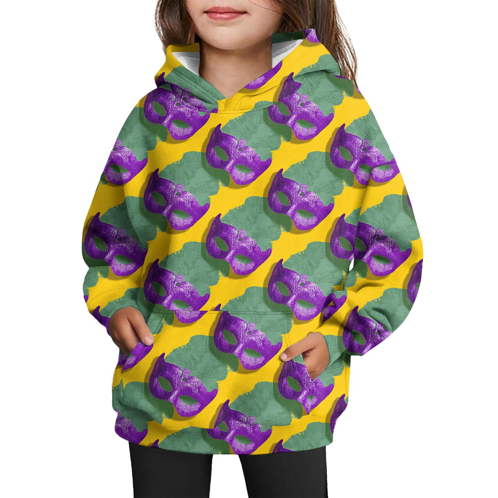 

Girls Hooded Tie- Sweatshirt - Pullover Print Top Carnival Day 140