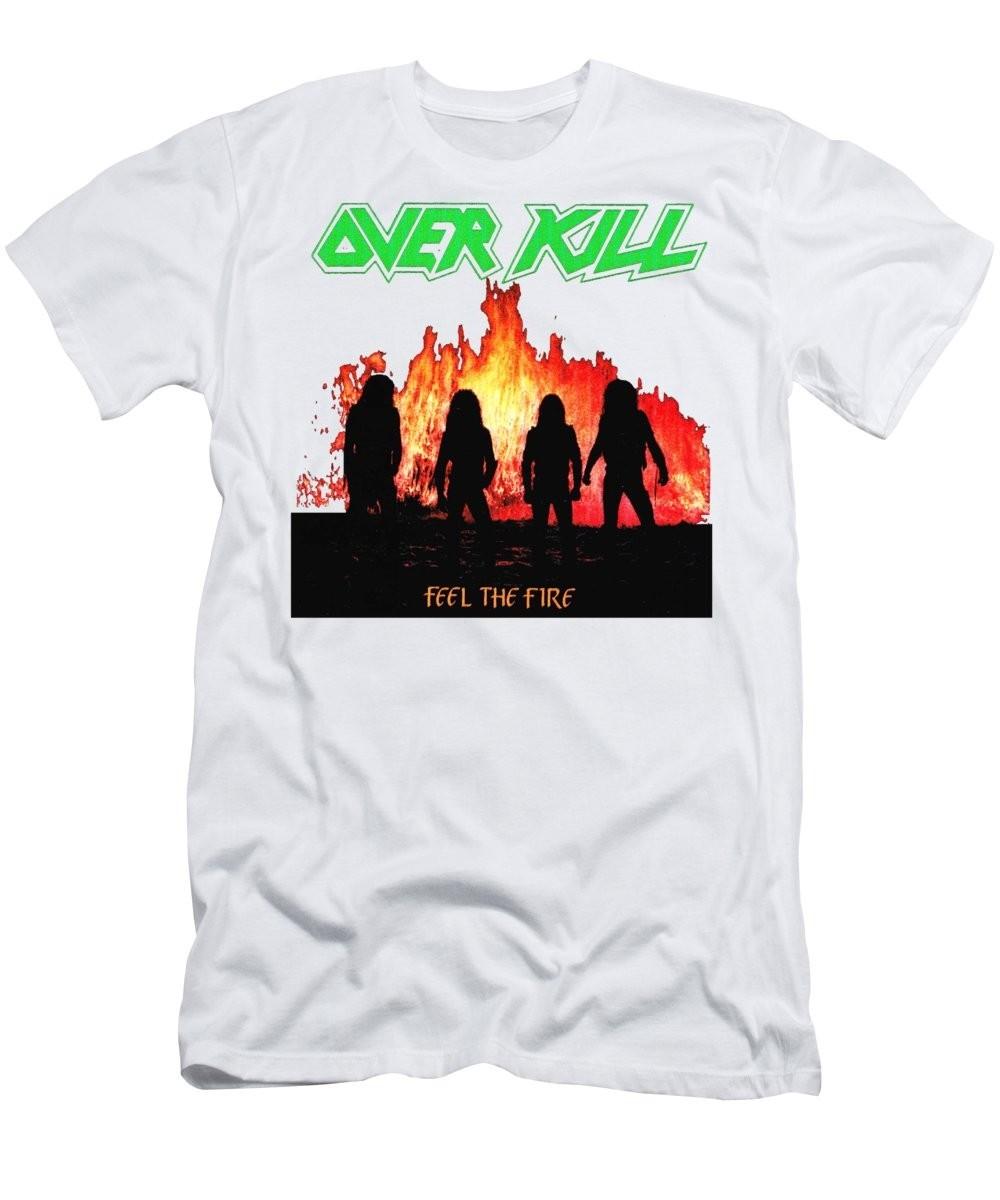 Vtg Overkill Band Feel The Fire Cotton Full Size White Tee Unisex Shirt TU619 L