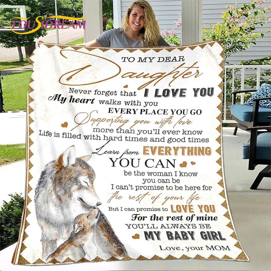 To My Daughter Plush Butterfly Quilt Blanket Flannel Throw for Living Room Bedroom Bed Sofa Gift