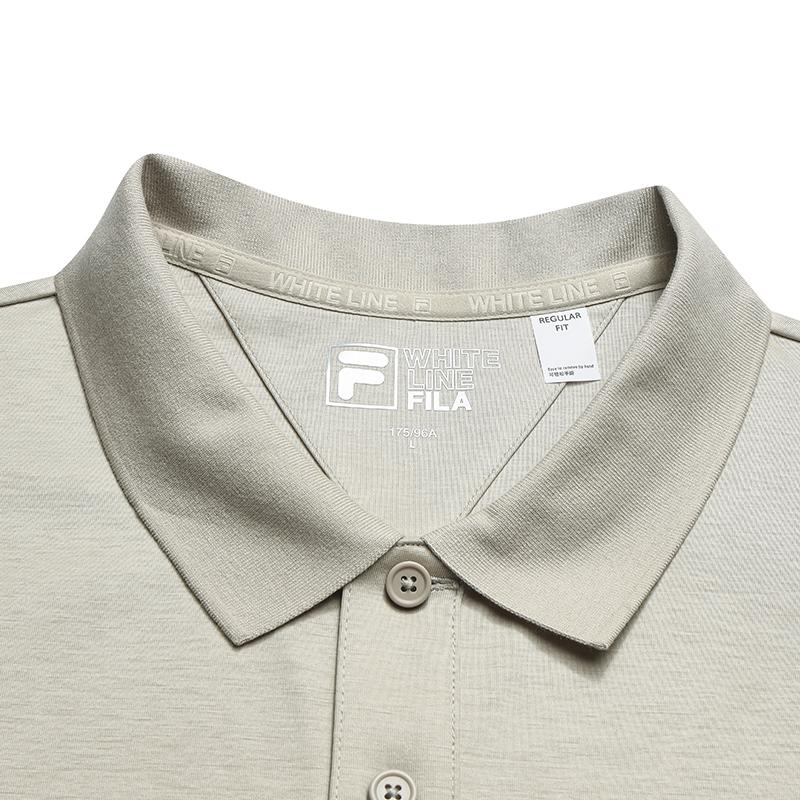 FILA White Fashion Simple Classic Casual Versatile Comfortable Brand Logo Knitted Short Sleeve Polo Shirt Men tops Feather-Gray F51M623101FGY