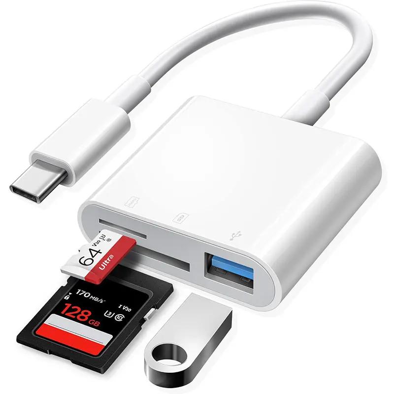 

USB Type C адаптер концентратор 3 в 1 передача данных Type C USB конвертер адаптер для iPhone15 Macbook Huawei Samsung S21 S20 Xiaomi OPPO белый
