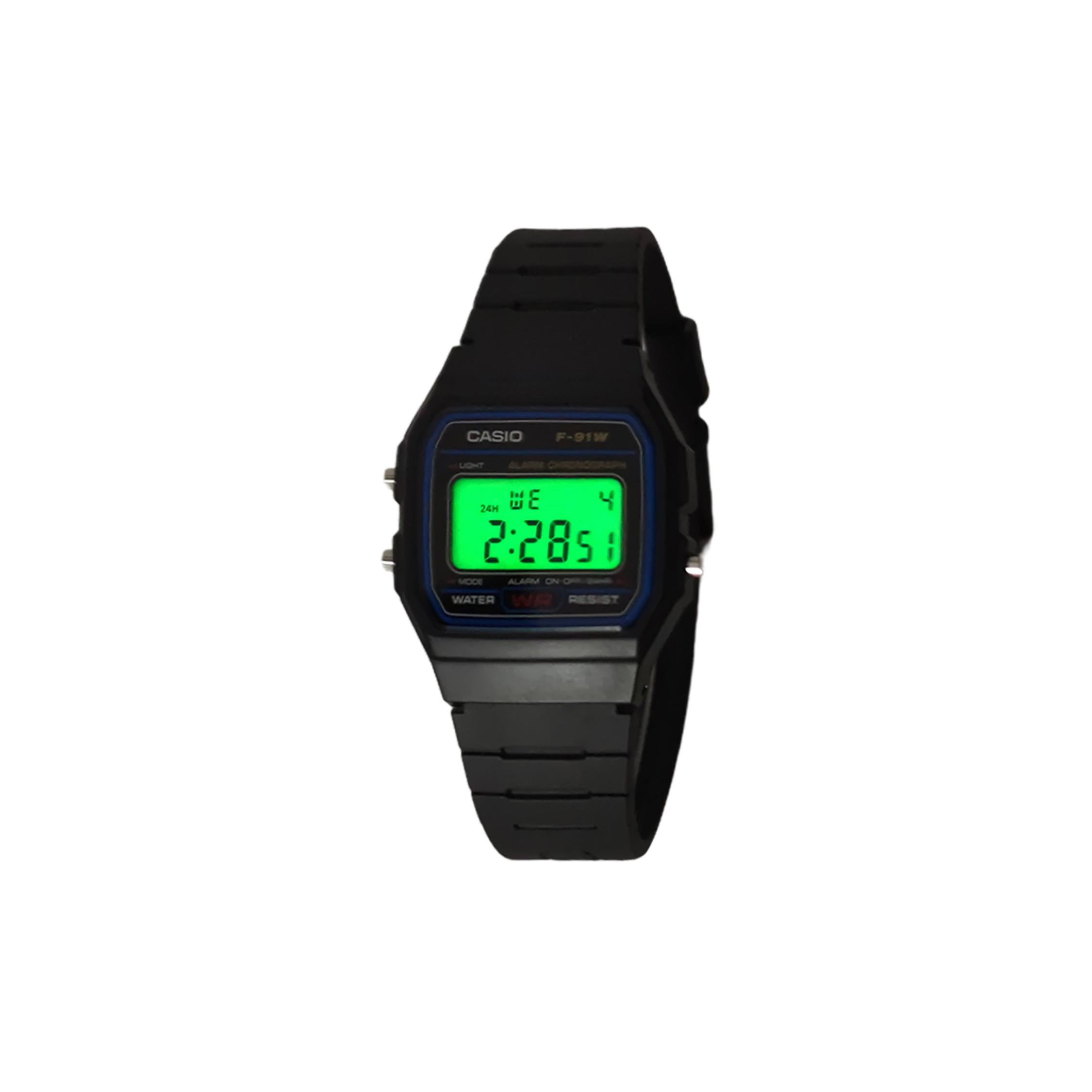 CASIO Custom Collection Quartz Movement Resin Strap Watch Unisex Black Dial F-91W-1(Watch5--) Black Strap