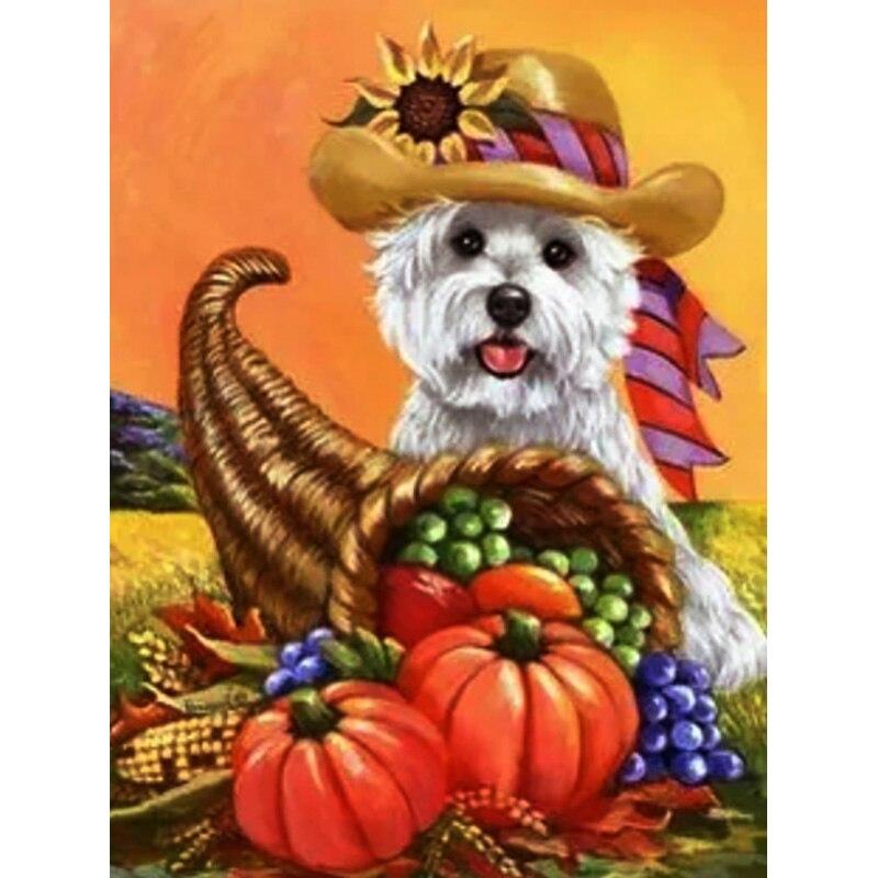 New 5D DIY Diamond Painting Dog Diamond Embroidery Animal Cross Stitch Full Round Drill Home Decor Manual Halloween Gift