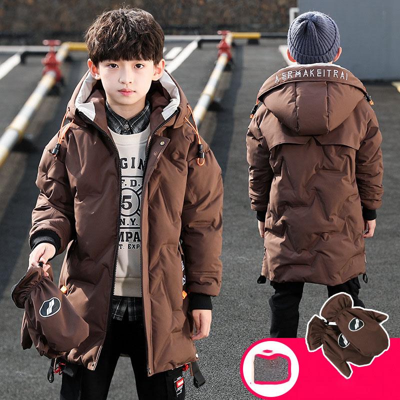 Children Parka Kids Winter Down Cotton Jacket Snowsuit Clothing Big Boy Warm Coat Thicken Outerwear Toddler Clothes Gloves