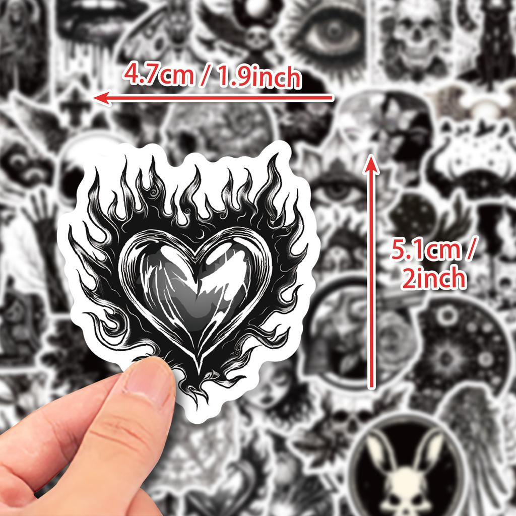 50 Black and White Gothic Style Black and White Gothic Punk Horror Notebook Graffiti Stickers