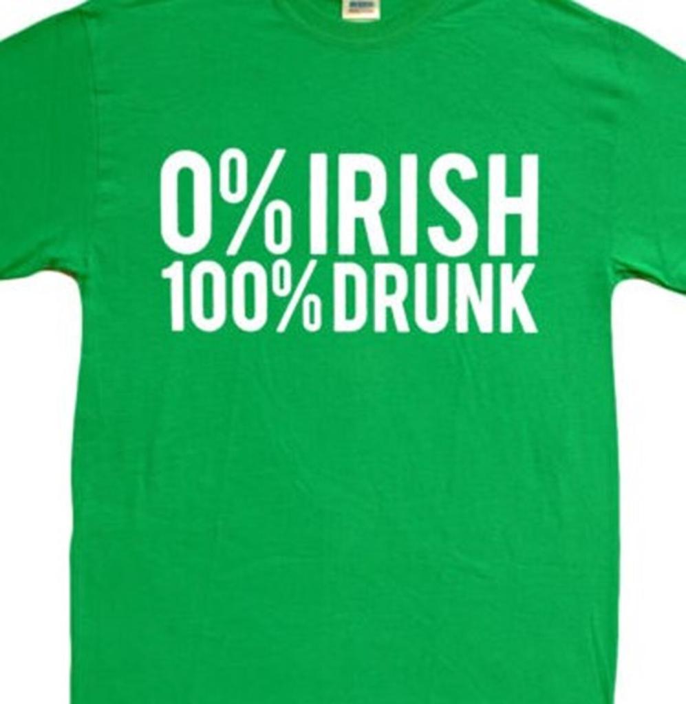 0% Irish 100% Drunk Funny T Shirt Mens Womens Tees Top tee St. Patty's day