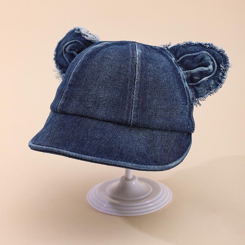 

Денім Кепка-бейсболка Дитяча Унісекс Весна 2026: Милі Вушка, Універсальний М який Козирок, Модний Дитячий Одяг 50cm / 1-3 years темно-синього кольору