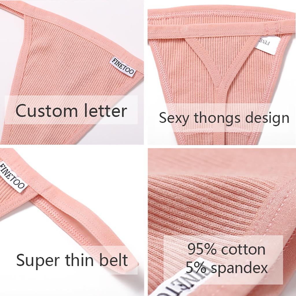 FINETOO Cotton Thongs Women Sexy T-Back Underpants Comfortable G-string Underwear M-XL  Soft Lingerie