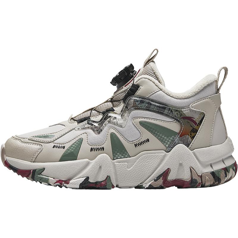 Anta Childrens Summit Thickened Warm Non-Slip Durable Lightweight Shock Absorbing Mid-Top Casual Shoes Kids Casual Shoes Gray A12446917-2