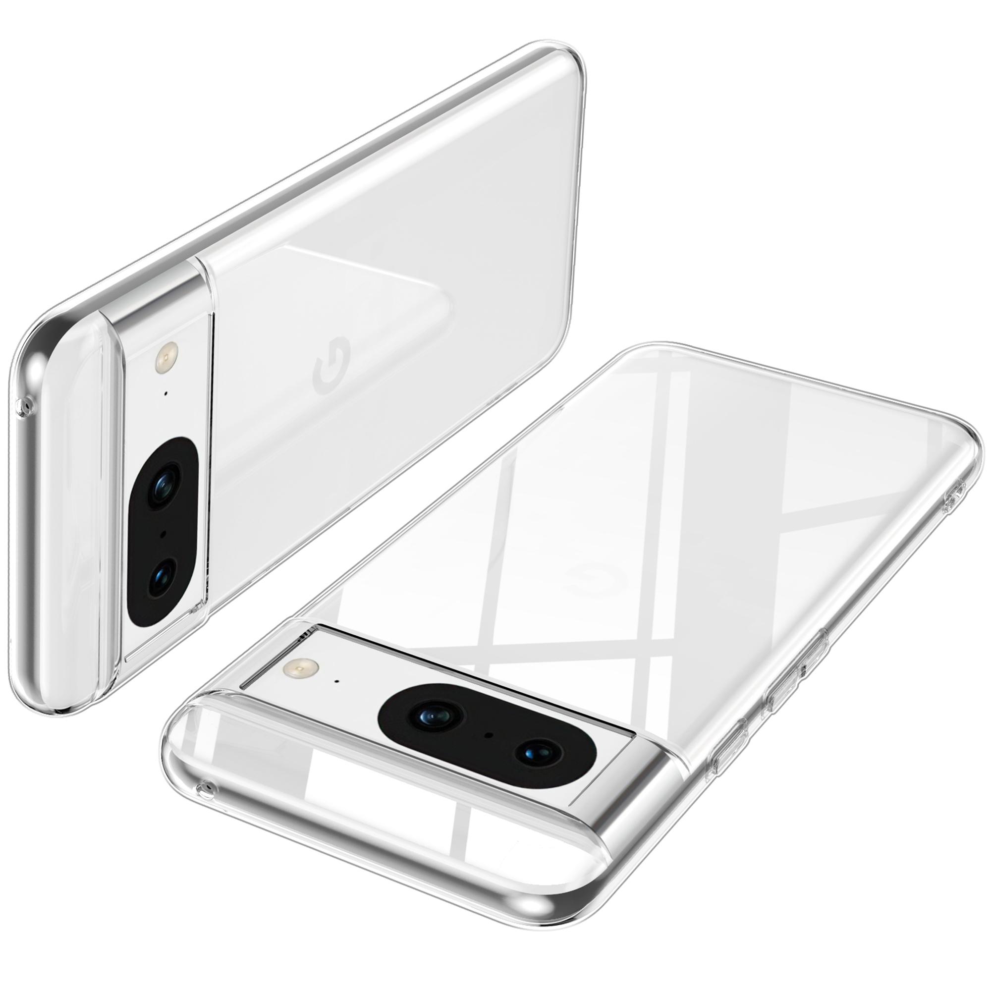 

For Google Pixel 8 Pro Case TPU Clear Phone Cover with 2.5D Arc Edge Tempered Glass Screen Film A