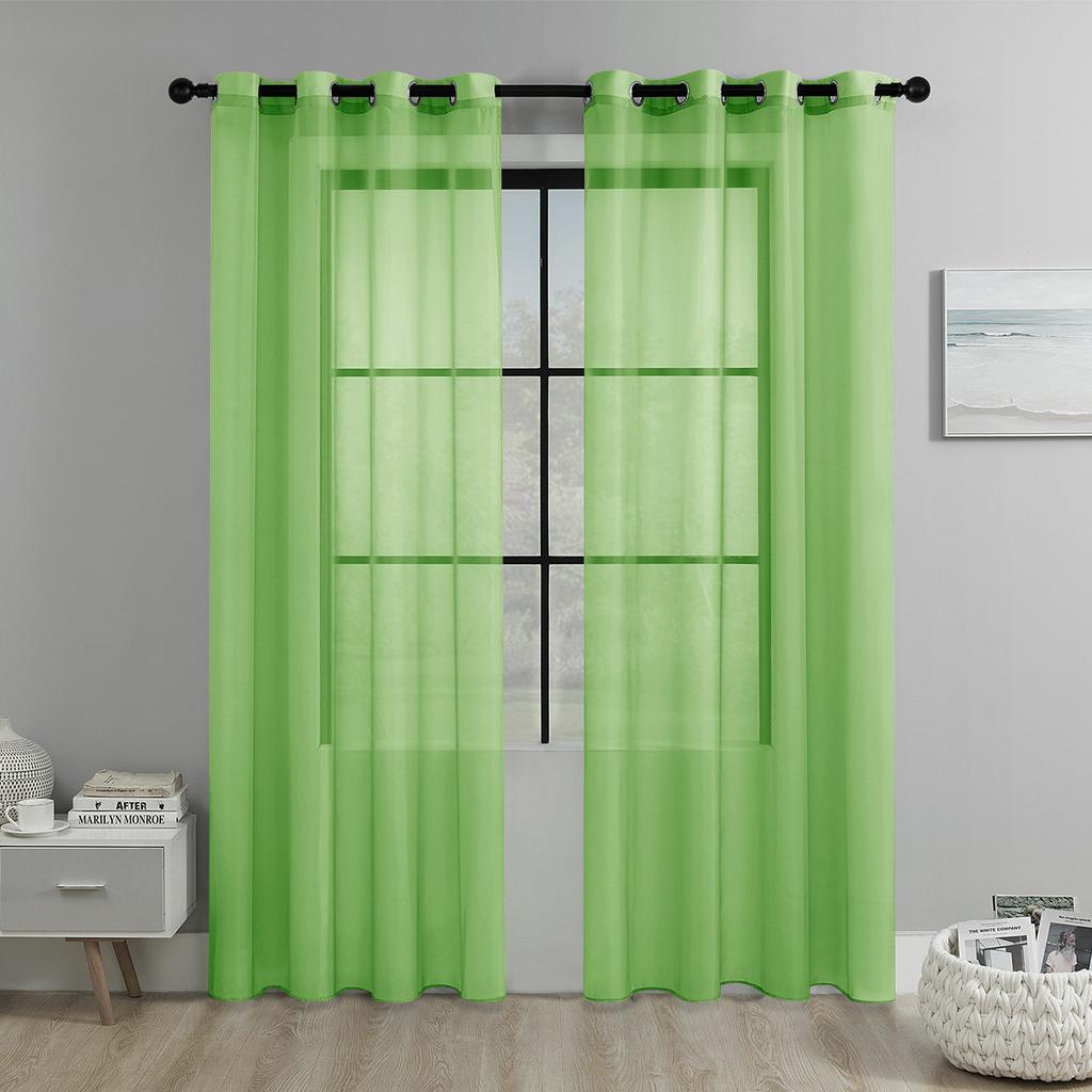 2025Solid Color Perforated Window Screen Semi-Blackout Curtain Living Room Balcony Window Screen Door Curtain Decoration