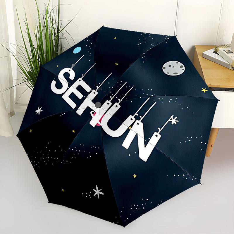 

1pc EXO SEHUN Automatic Folding Umbrella - Compact 8-Rib Design, Durable Plastic & Iron, Lightweight for Outdoor Daily Use, a0929131