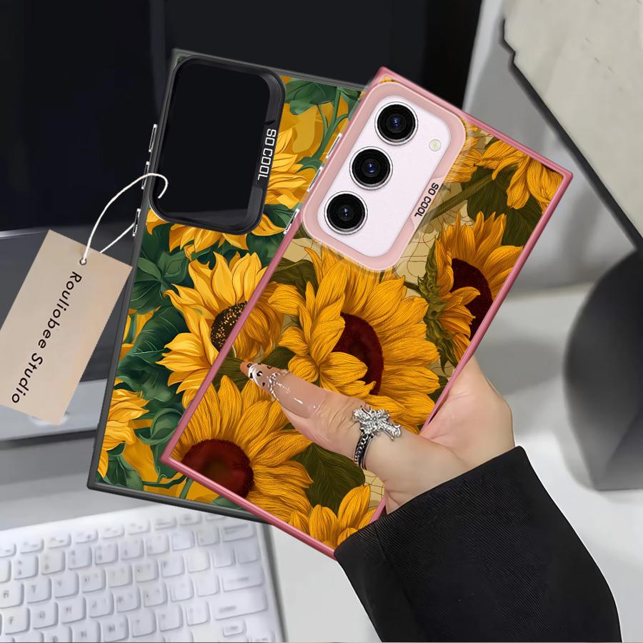 Case for Samsung Galaxy S25 S25Edge S24 FE S22 S20 Plus Note 20 Ultra S23 S21 S23 Ultra Phone Cover Sunflower Sea