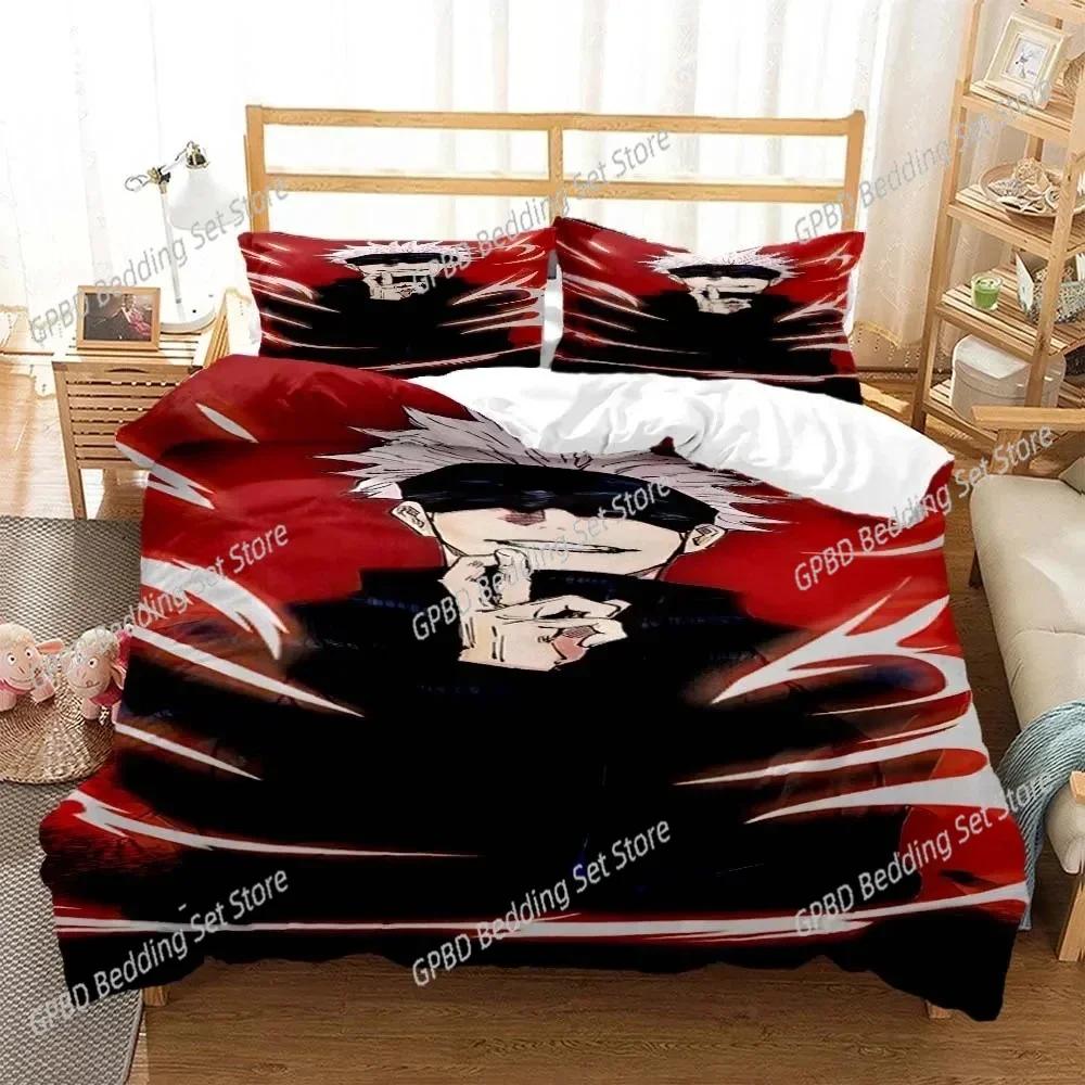 3D Print Anime Jujutsu Kaisen Gojo Satoru 3D Bedding Set Duvet Cover Pillowcases Single Twin Full Queen King Size Home Decor Qui