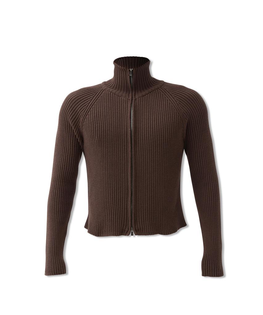 Kojitegseu Crop Raglan Knit Zip-Up (Brown)