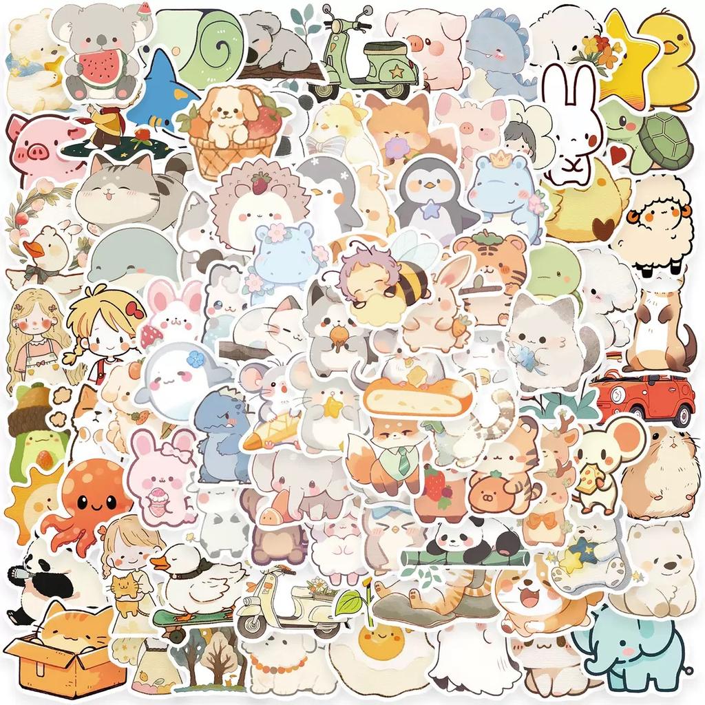 10/50/100pcs Mixed Adorable Humorous Zoo Wild Animals Stickers Aesthetic Designed For Children Toy DIY Skateboard Laptop Phone Car Decals Sticker
