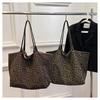 Autumn/Winter 2025 Leopard Print Canvas Tote - Large Capacity Mommy & Shopping Shoulder Bag