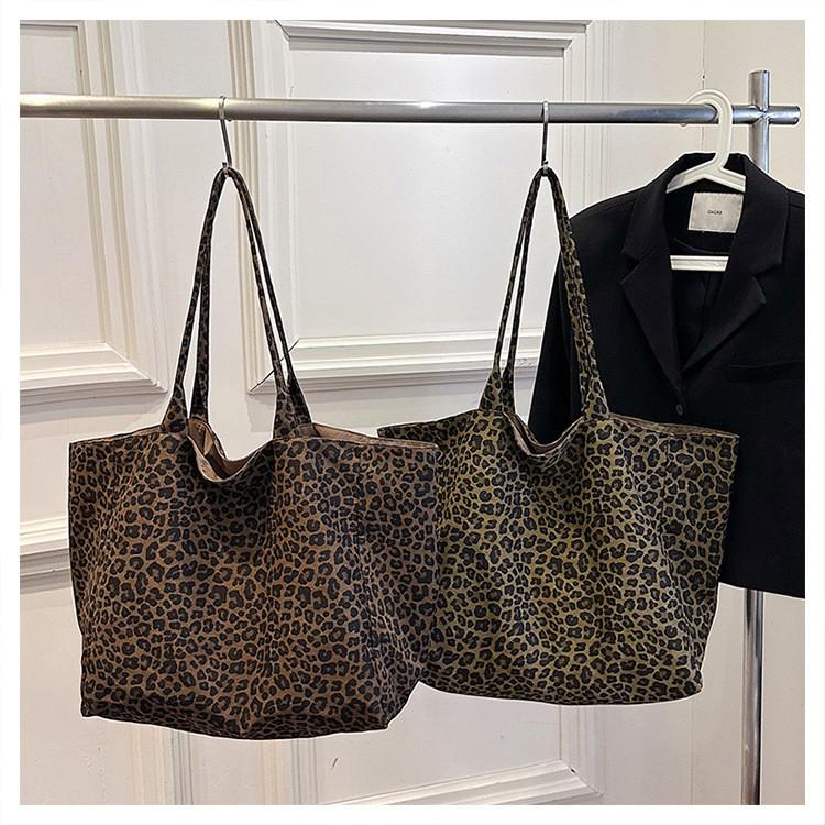 Autumn/Winter 2025 Leopard Print Canvas Tote - Large Capacity Mommy & Shopping Shoulder Bag